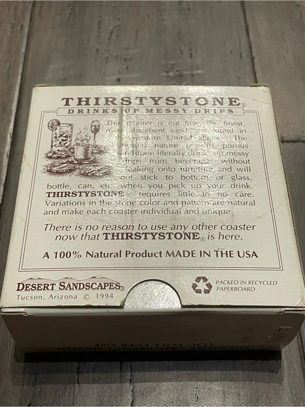 Vintage 1994 Thirstystone Golf Ball Sandstone Coasters Set of 4 USA w/ Box